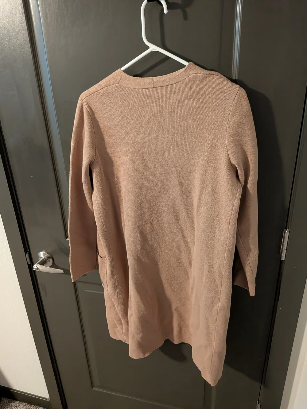 Mauve Open-Front Long Cardigan